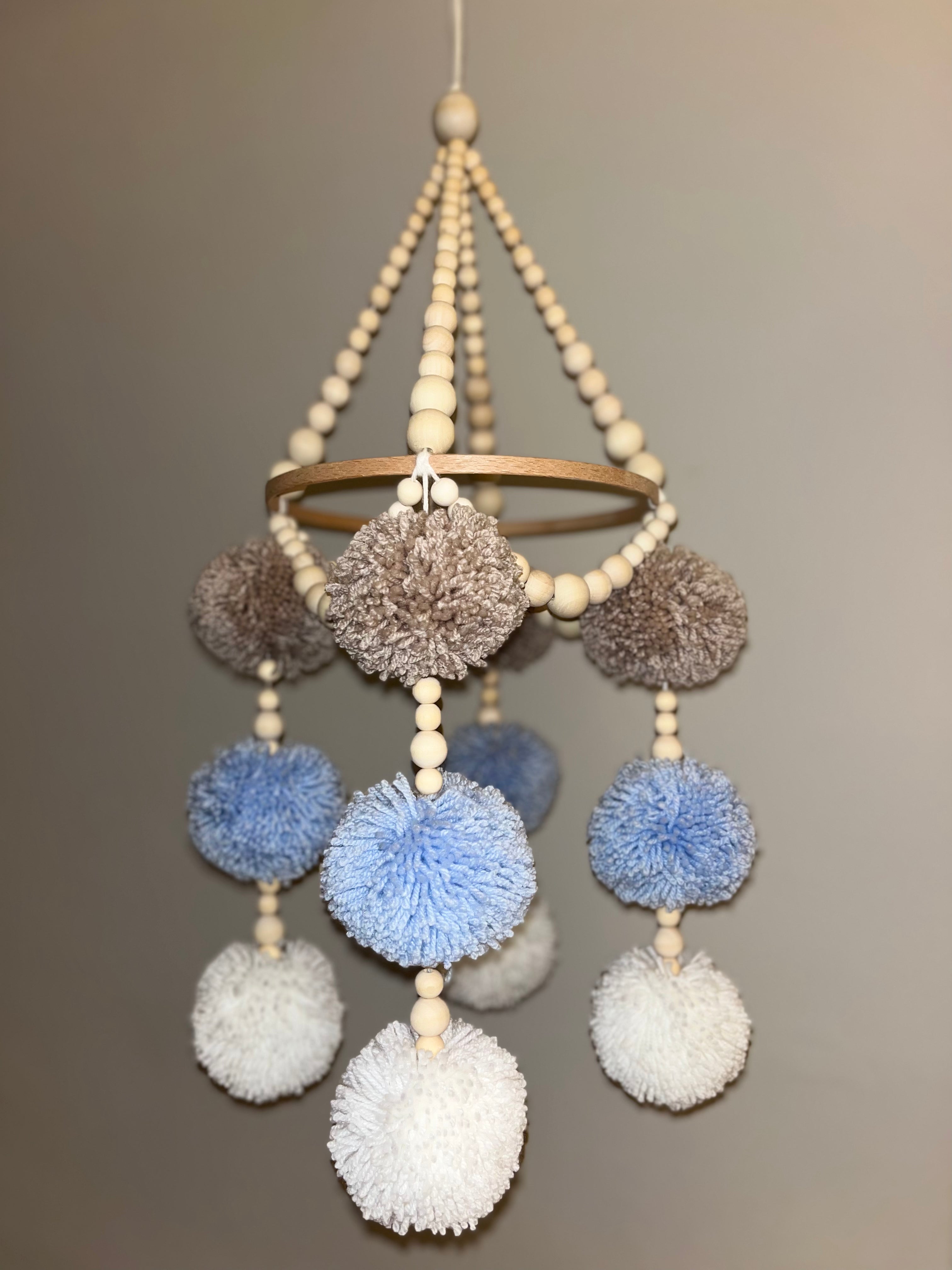 Beaded Pom Pom Baby Mobile